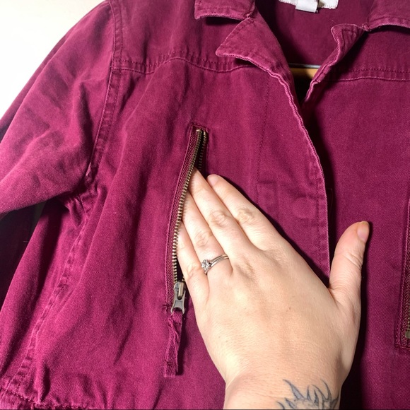 Arizona Jean company maroon burgundy red military utility jacket sz m like new - Picture 8 of 9